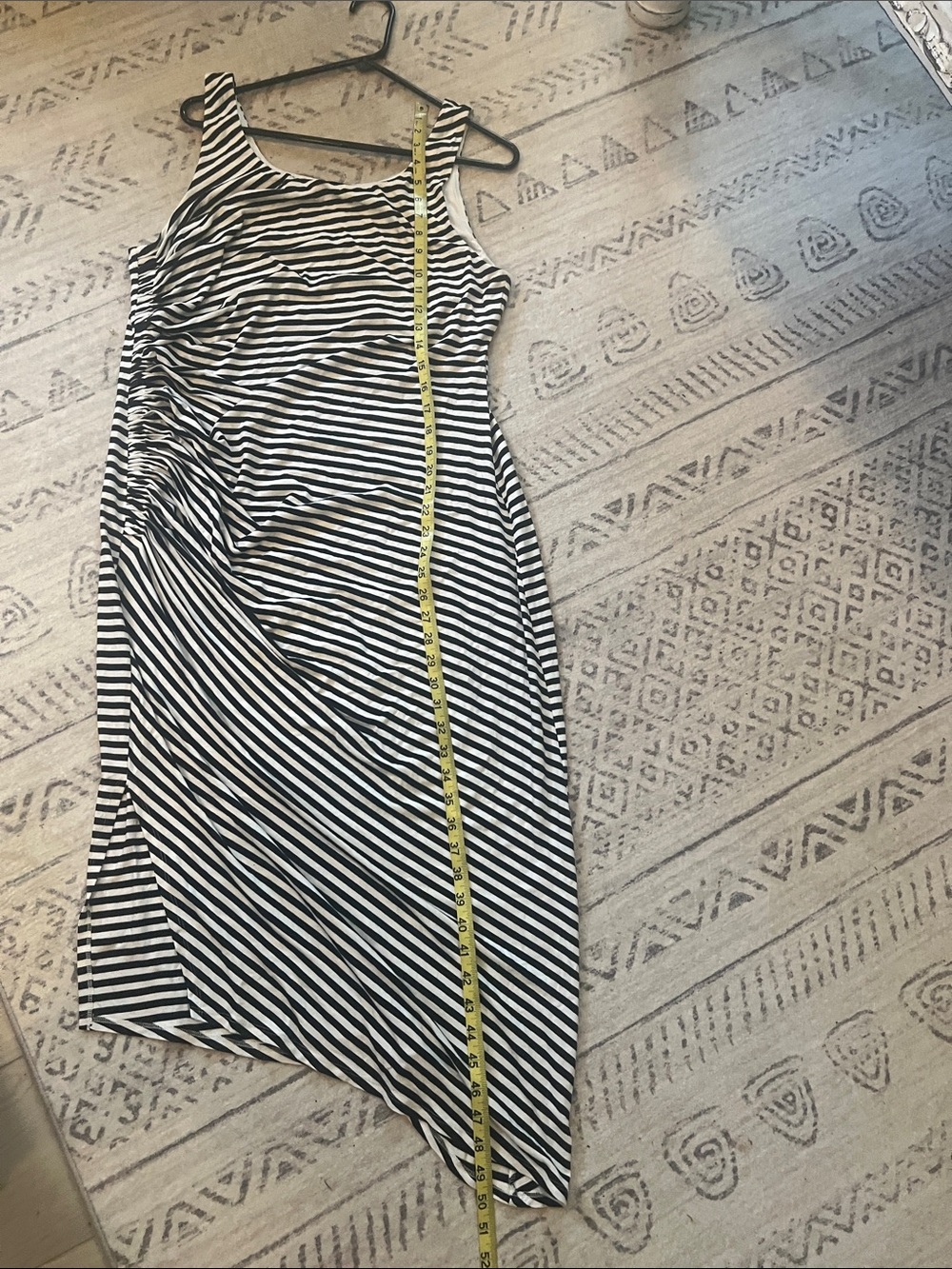 Vince Camuto Black and White Striped Ruched Tank Dress - Picture 4 of 6